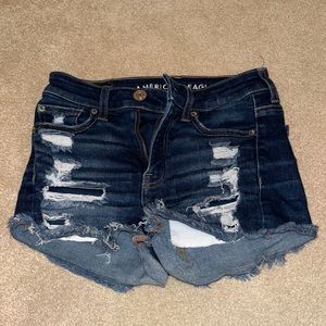 Dark wash shorts from American Eagle, size 00, high-rise shortie.